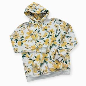 GAP‎ Floral AOP Hoodie Men's Medium Sweatshirt Regular Fit Pullover Yelllow